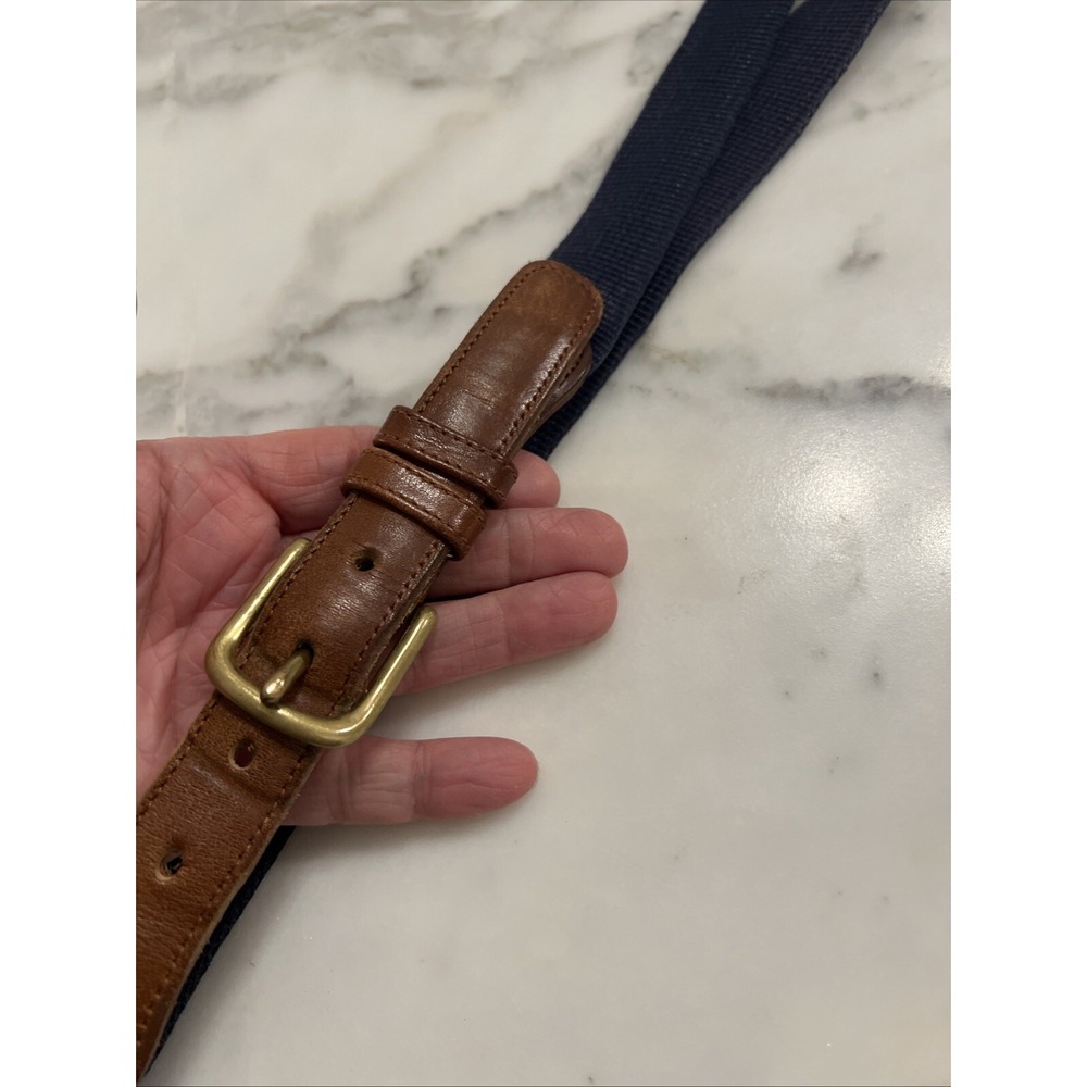 Coach Vintage Womens Mens Size 38 Navy Webbing  And Leather Belt